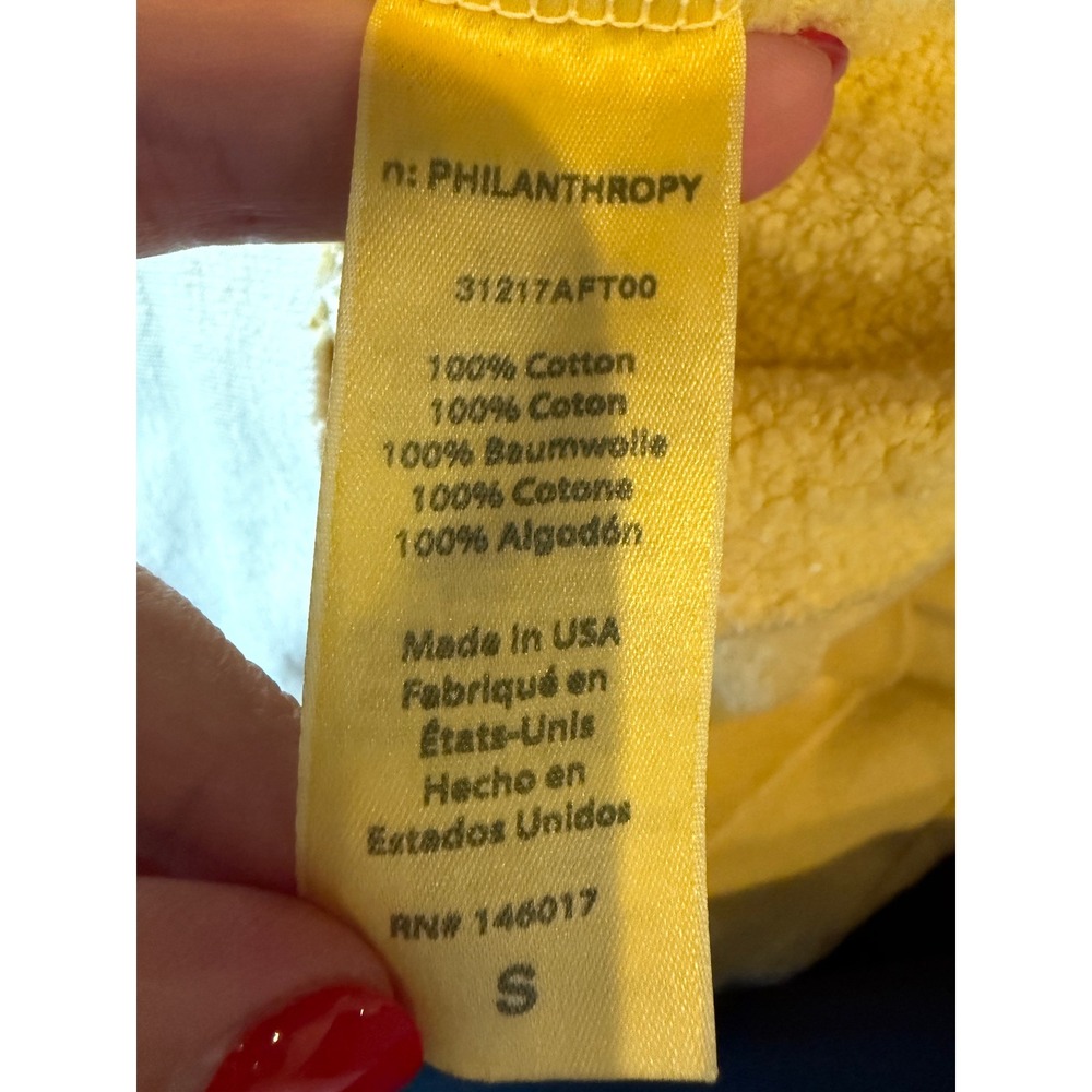 n:PHILANTHROPY Reeves Sweatshirt Women Small Yellow Crop Distressed Streetwear - Picture 14 of 15